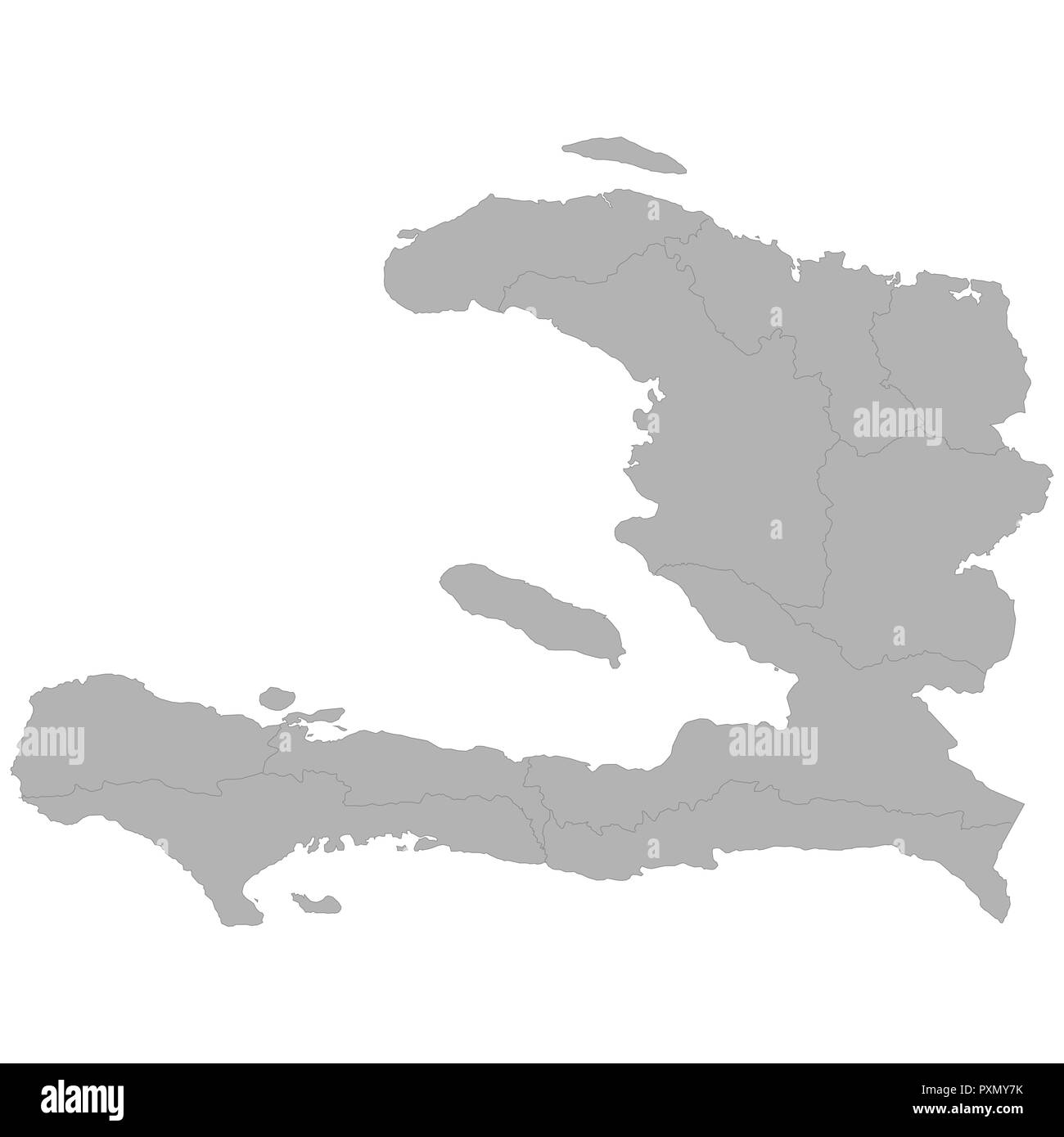 Carte de haute qualité d'Haïti avec des frontières des régions sur fond blanc Illustration de Vecteur