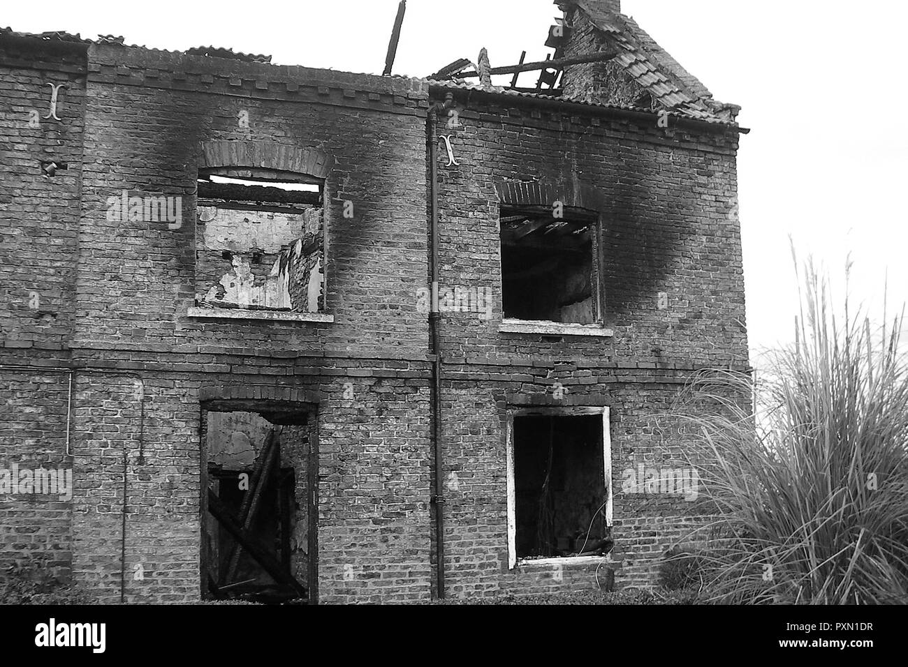 Maison en feu Banque D'Images