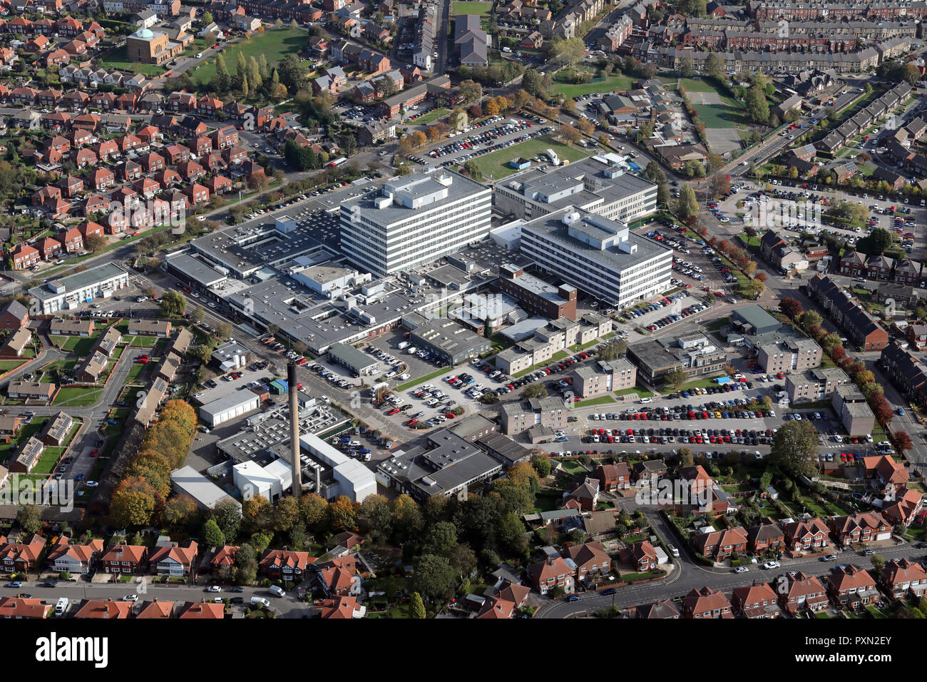 Vue aérienne de Barnsley Hospital, South Yorkshire Banque D'Images