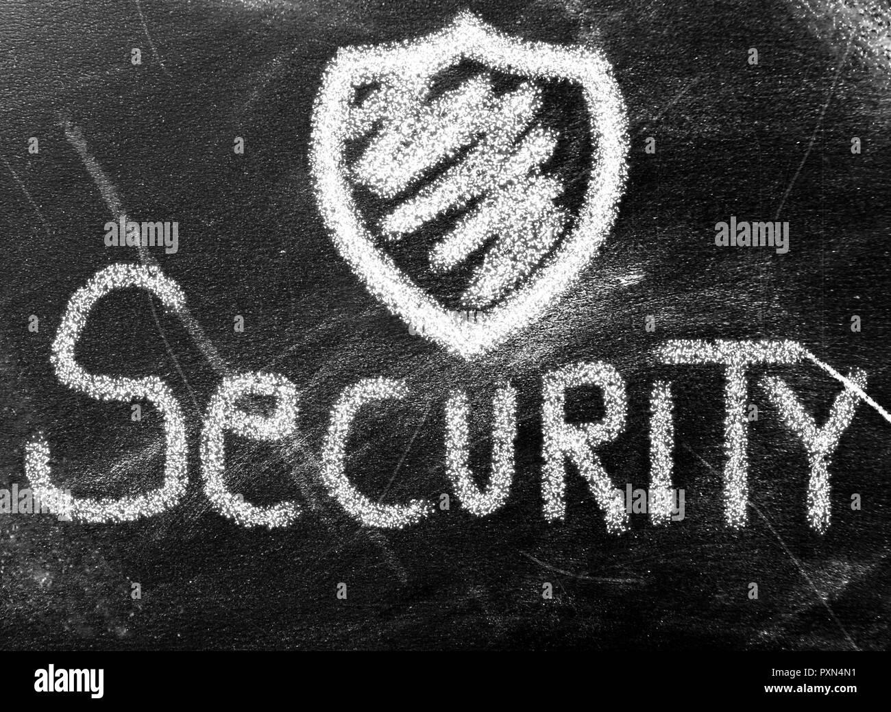 Mot de sécurité on chalkboard Banque D'Images