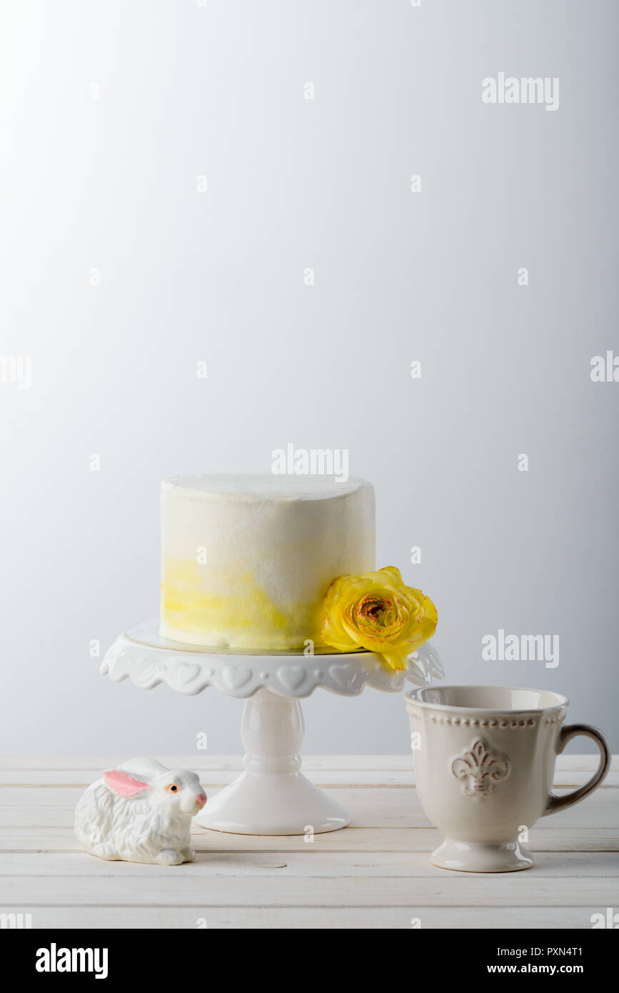 Des gâteaux, des fleurs et Bunny Banque D'Images
