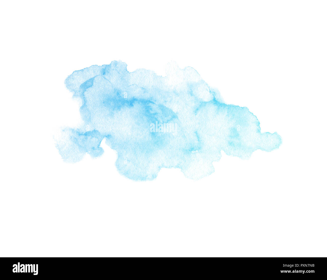 La texture aquarelle bleu peint main isolé sur le fond blanc. Utilisable pour des cartes, des invitations et bien plus encore. Banque D'Images