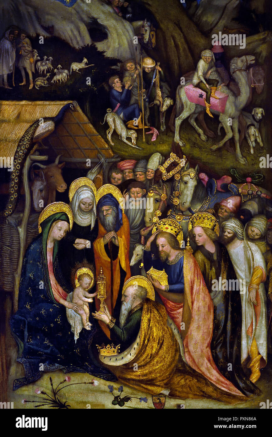 Adoration des Mages 1435-1436 Stefano da Verona 15e siècle en Italie, l'italien . Banque D'Images