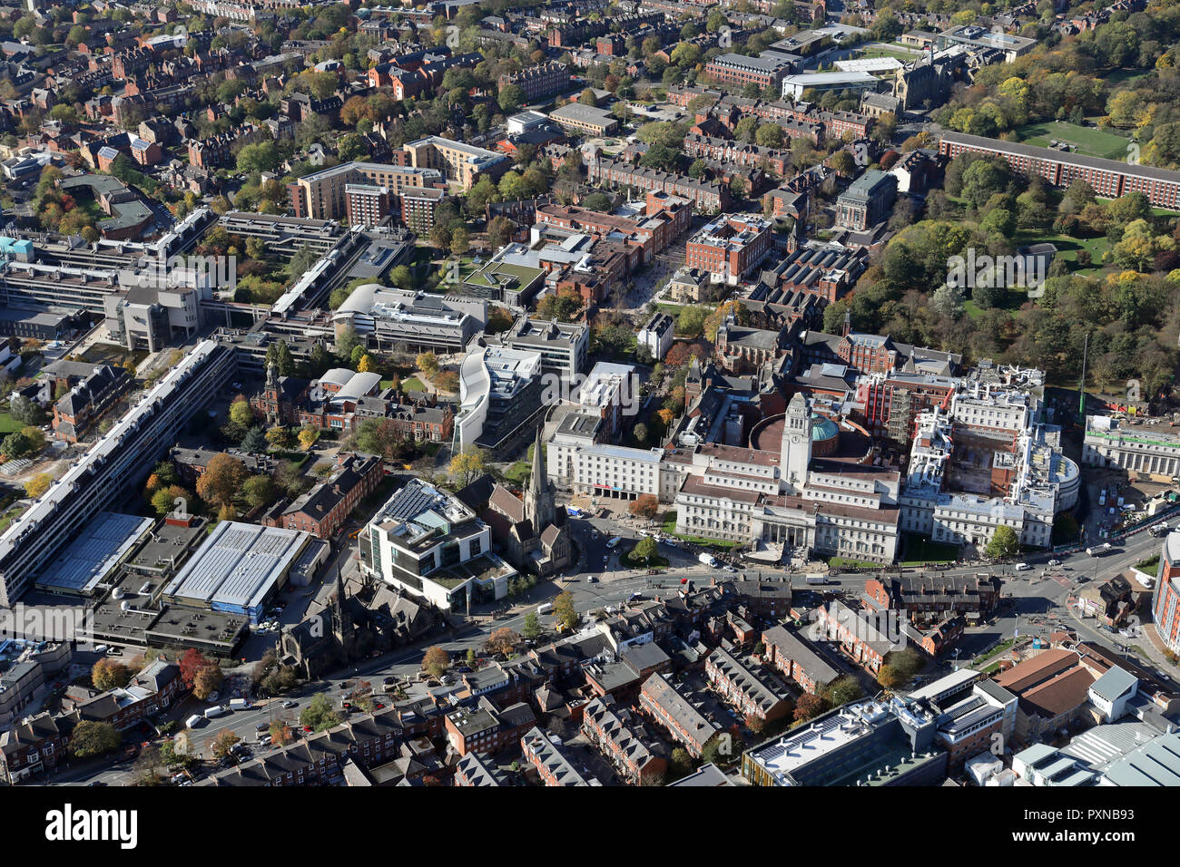 Vue aérienne de l'Université de Leeds, West Yorkshire, Royaume-Uni Banque D'Images