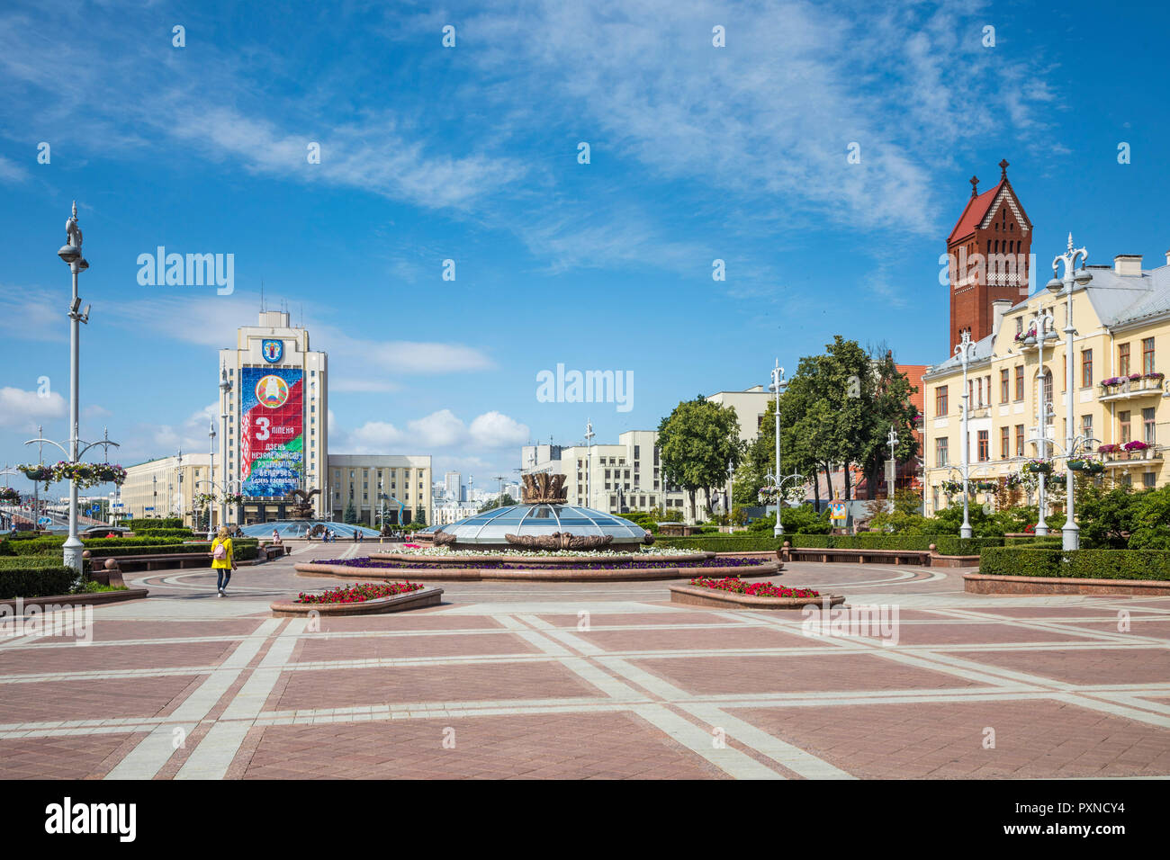 La place de l'indépendance, Minsk, Bélarus Banque D'Images