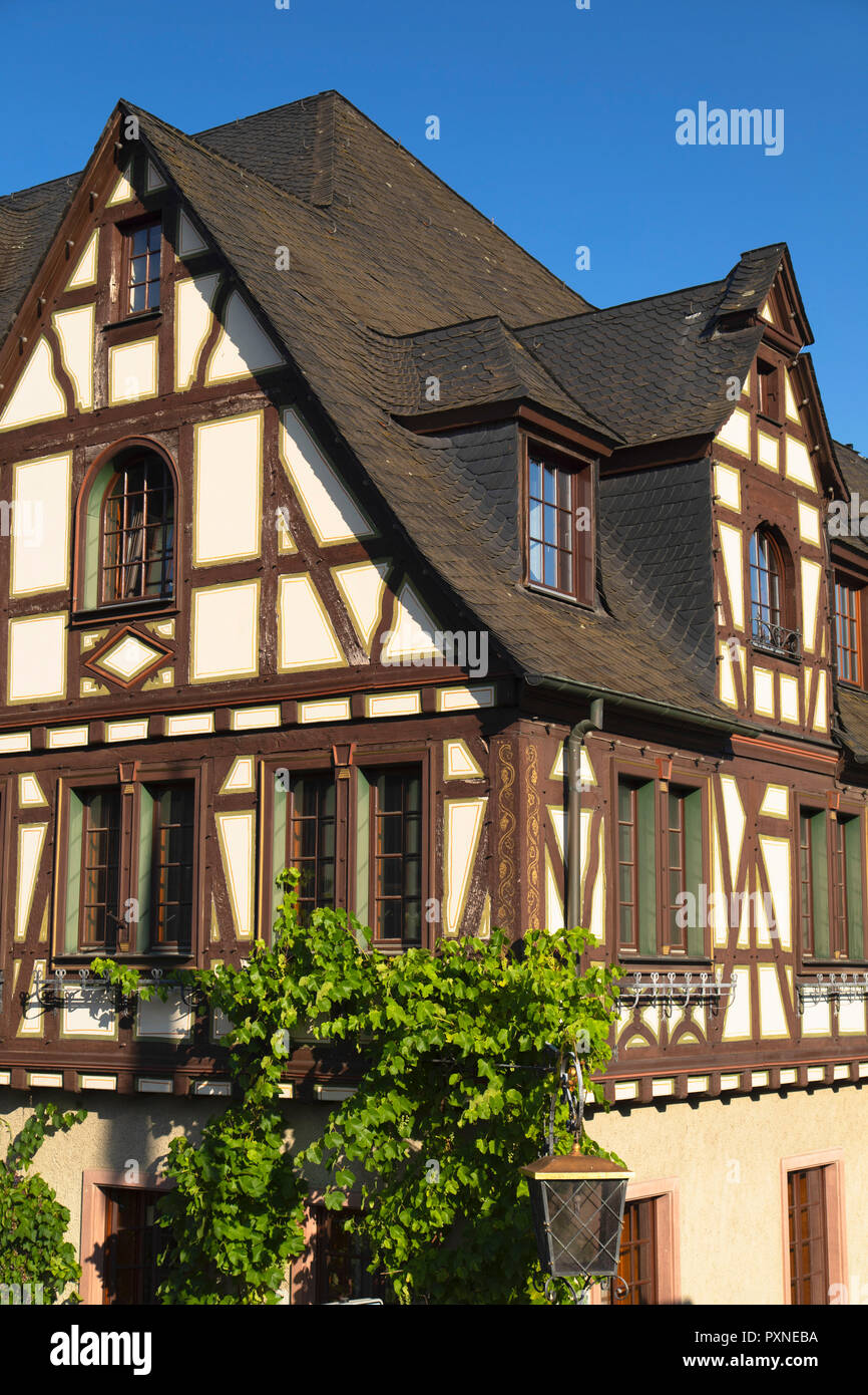Maisons à colombage, Oberwesel, Rhénanie-Palatinat, Allemagne Banque D'Images