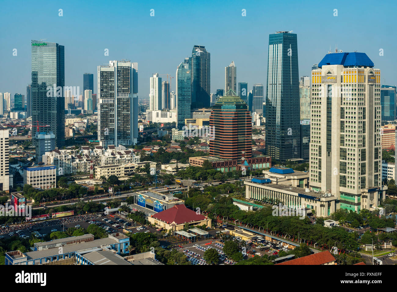 City skyline, Jakarta, Java, Indonésie Banque D'Images