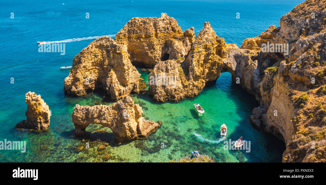 Portugal, Algarve, Faro, Lagos, Ponta da Piedade. Banque D'Images