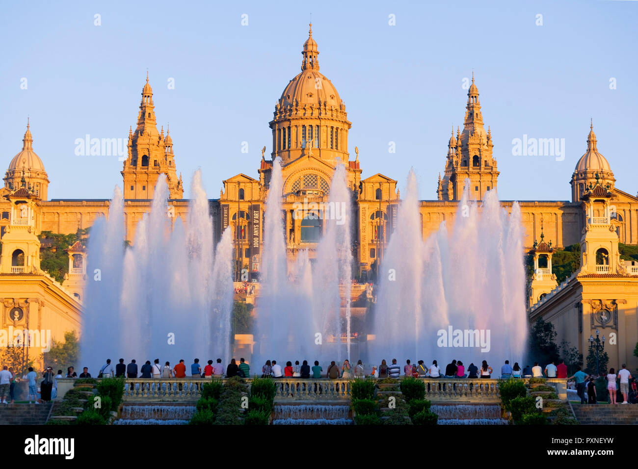 La Fontaine Magique de Montjuic et Palace, Barcelone, Catalogne, Espagne Banque D'Images