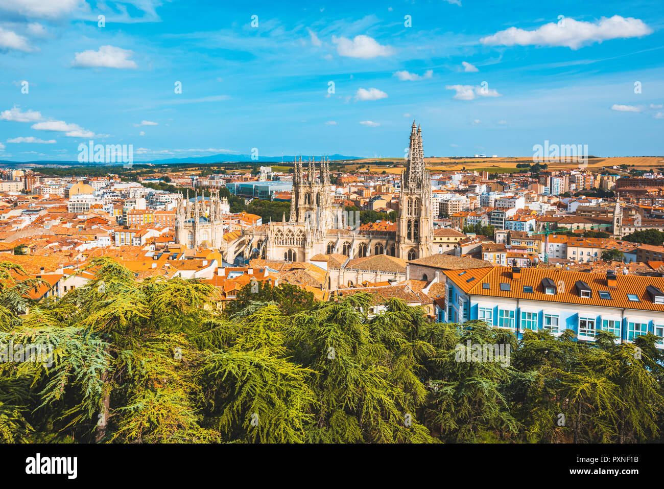 L'Espagne, Castille et Leon, Burgos. La ville et la cathédrale gothique de Saint Mary de Burgos. Banque D'Images