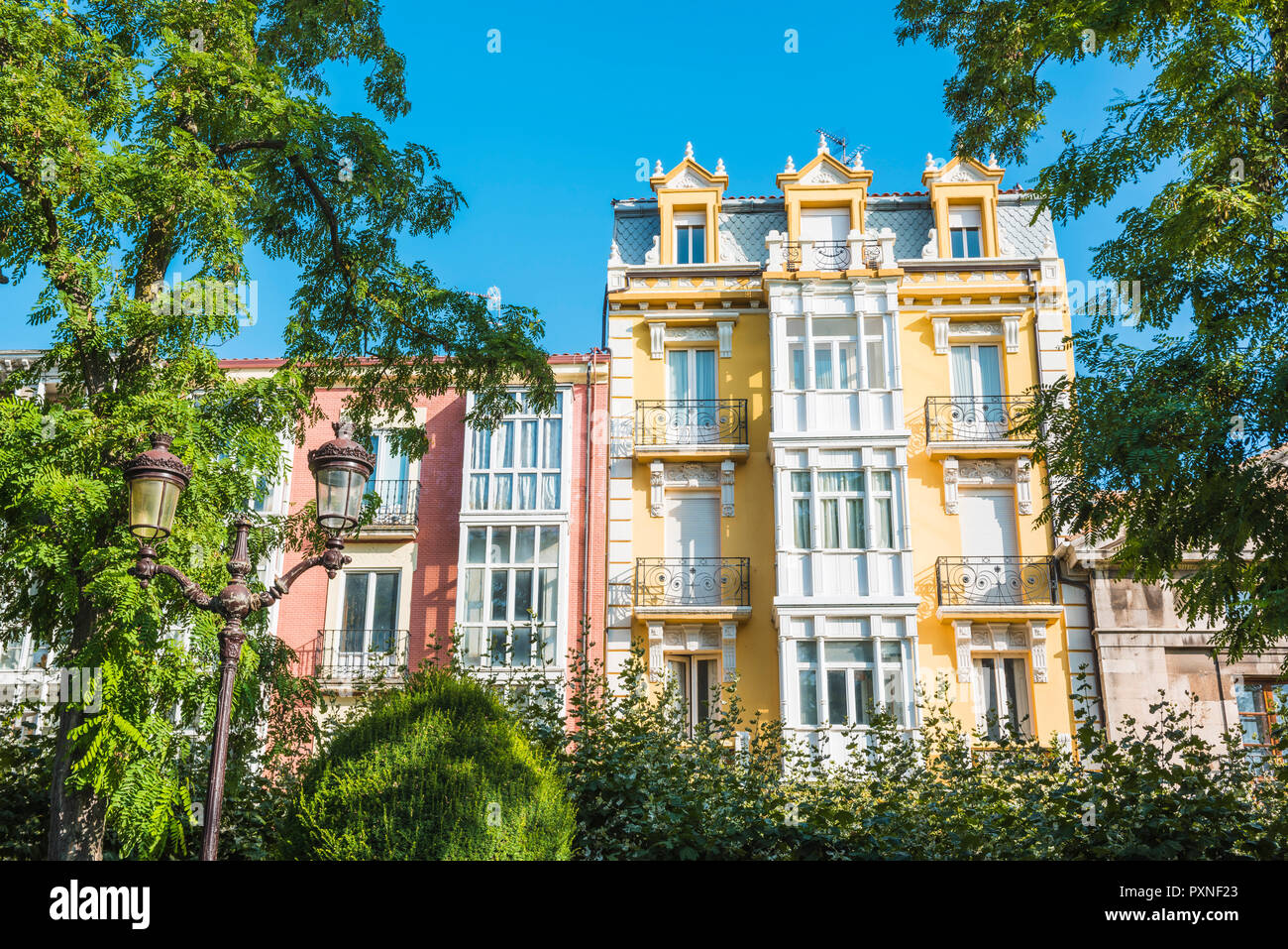 L'Espagne, Castille et Leon, Burgos. Ancienne maison de ville. Banque D'Images
