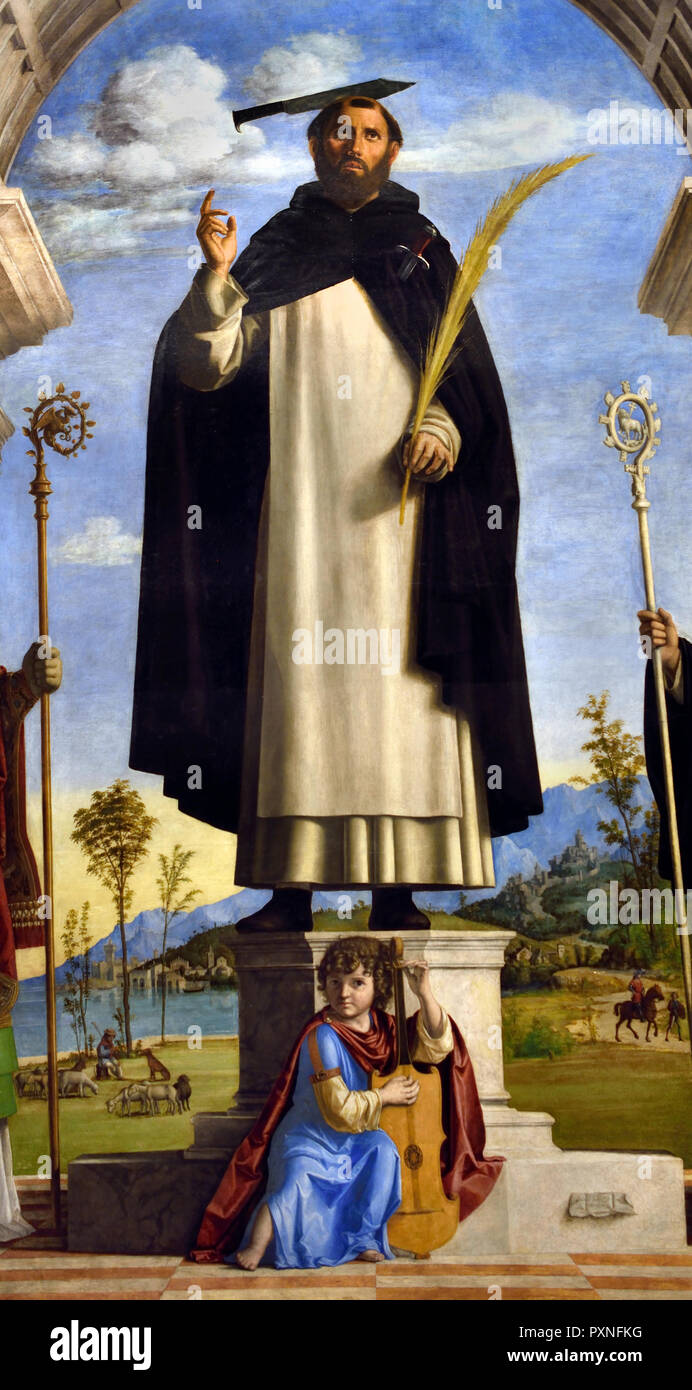 Saint Pierre Martyr avec les saints Nicolas et Benoît 1505-1506 par Cima da Conegliano (Giovanni Battista Cima) 1459-1517 de l'Italie, l'italien. Banque D'Images