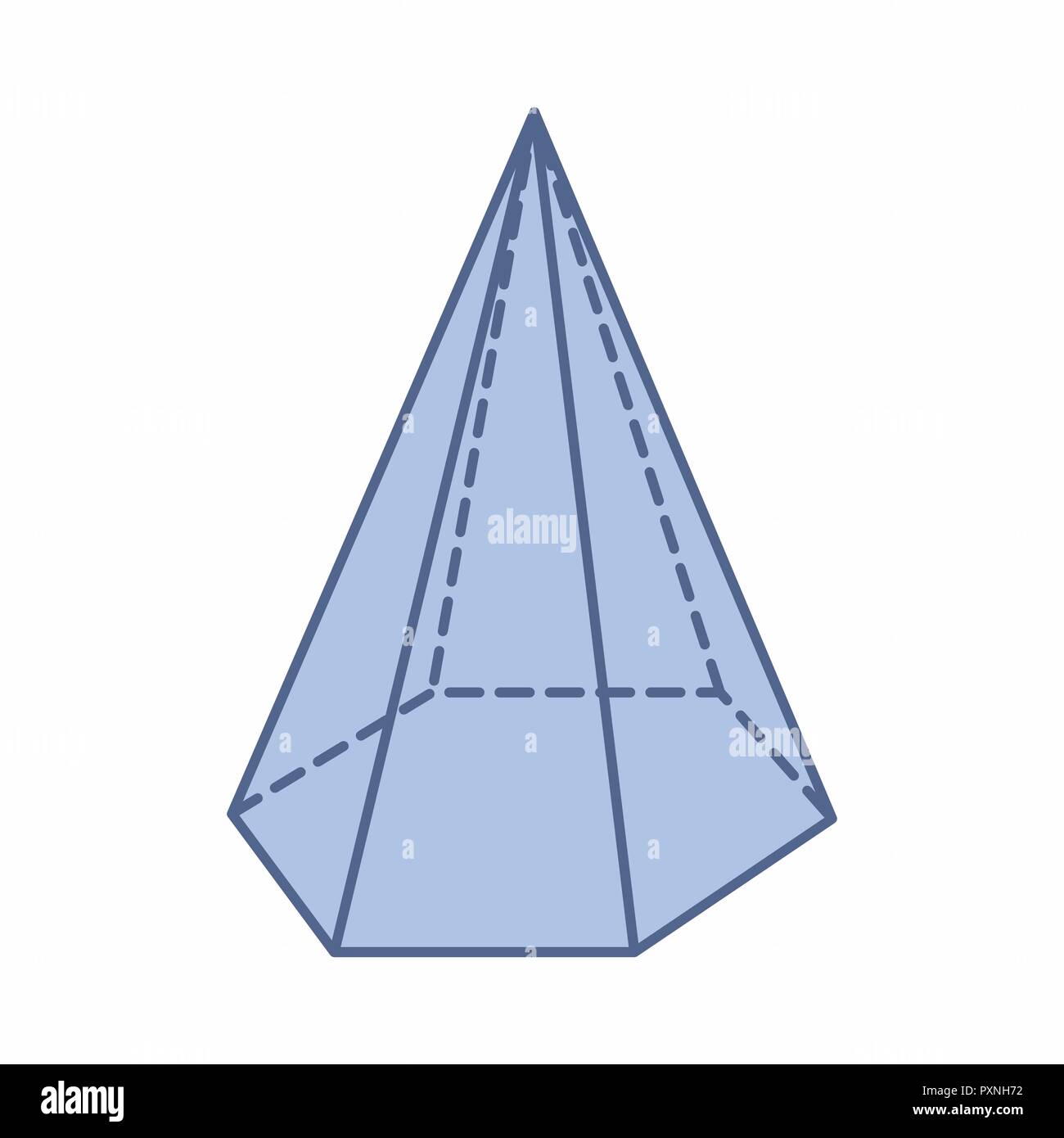 L'illustration d'une pyramide hexagonale isolé sur fond blanc Illustration de Vecteur
