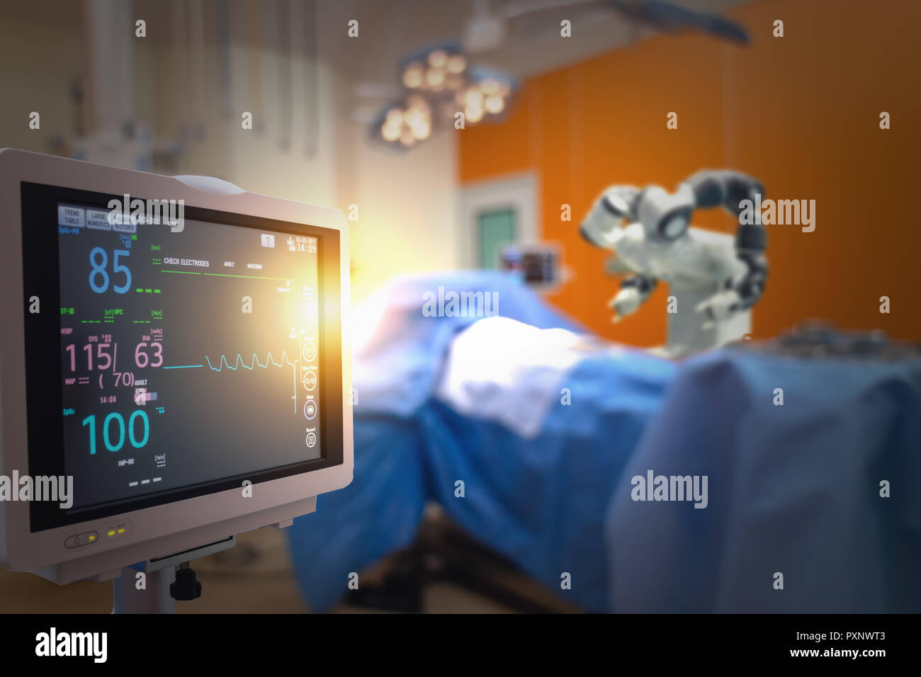 Smart technologies médicales avancées de chirurgie robotique concept,machine à l'hôpital, la chirurgie robotique sont la précision, la miniaturisation, les petites incisions, decr Banque D'Images