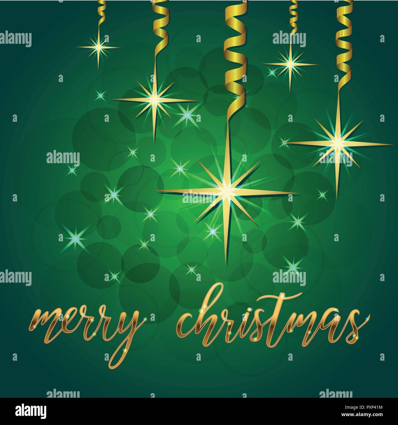 Vector illustration brillante des étoiles et scintille sur fond vert Illustration de Vecteur