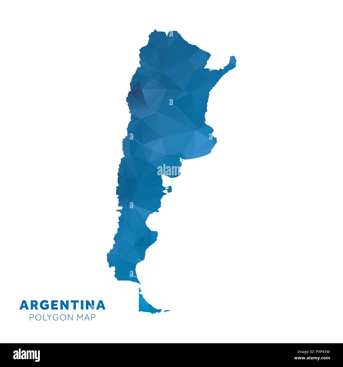 Site de l'Argentine. Géométrique bleu carte polygone. Illustration de Vecteur