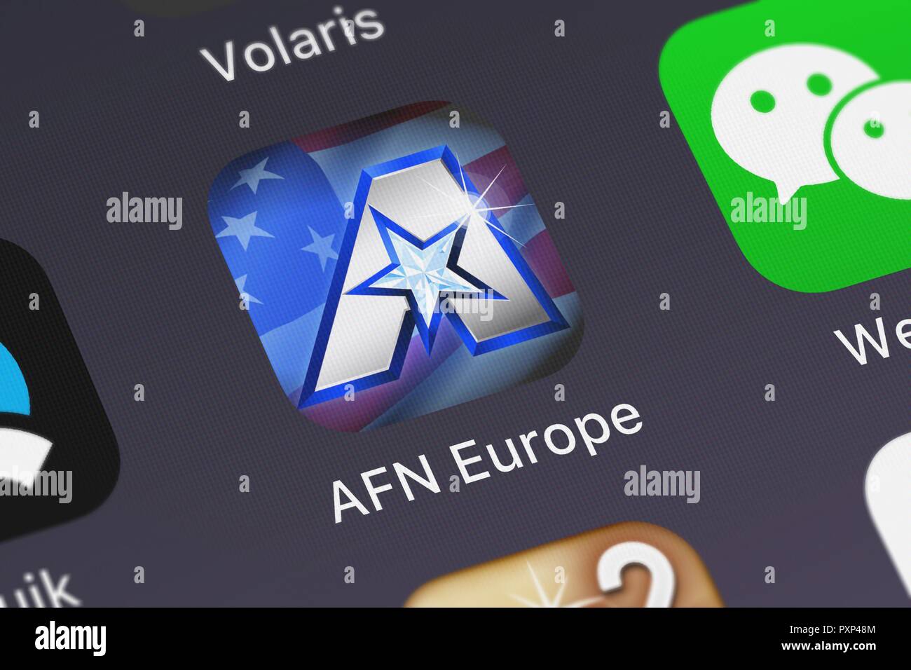 Londres, Royaume-Uni - Octobre 23, 2018 : l'application mobile de l'Europe de l'APN de doapp, inc sur un écran d'iPhone. Banque D'Images