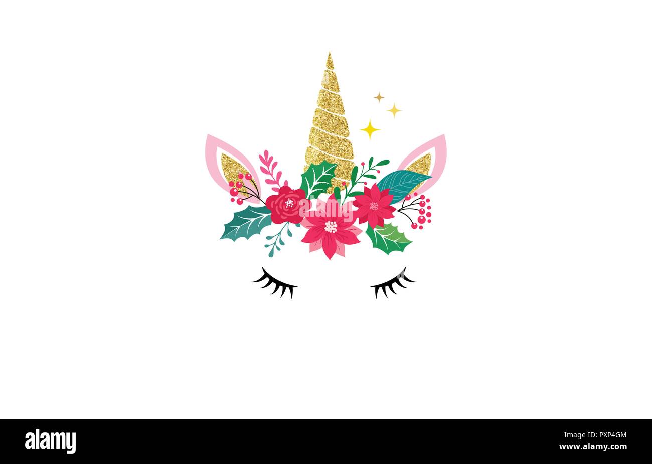 Cute illustration unicorn - Joyeux Noël carte et character design Illustration de Vecteur