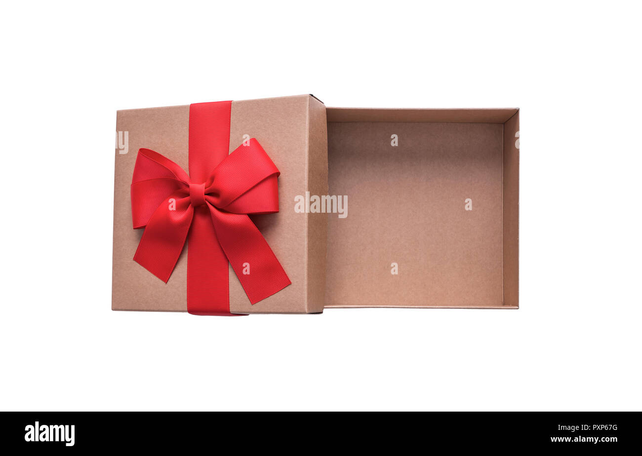 Boîte cadeau en carton avec un bel arc. Banque D'Images