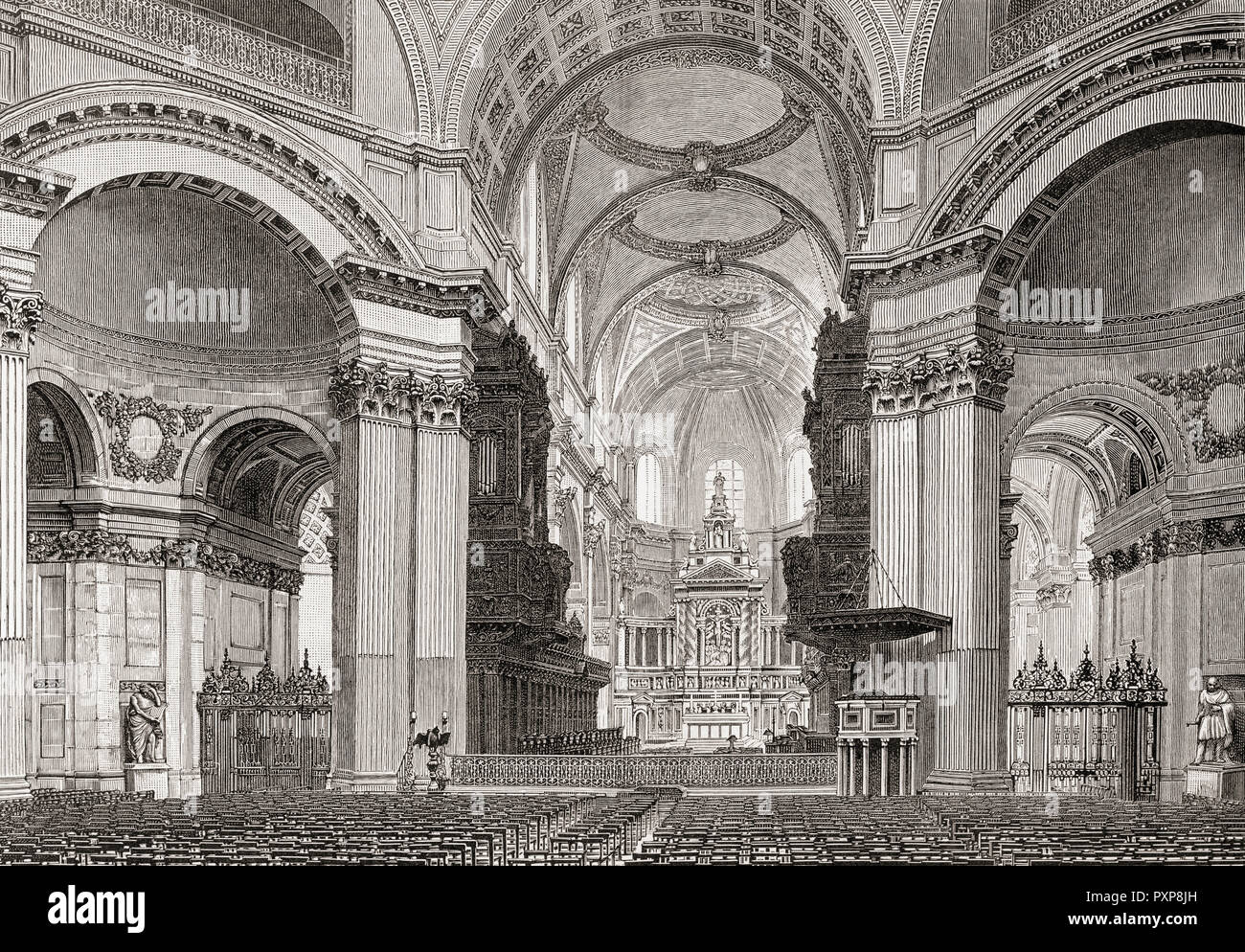 L'intérieur de St. Pauls de sous le dôme, à l'Est. Photos de Londres, publié en 1890. Banque D'Images
