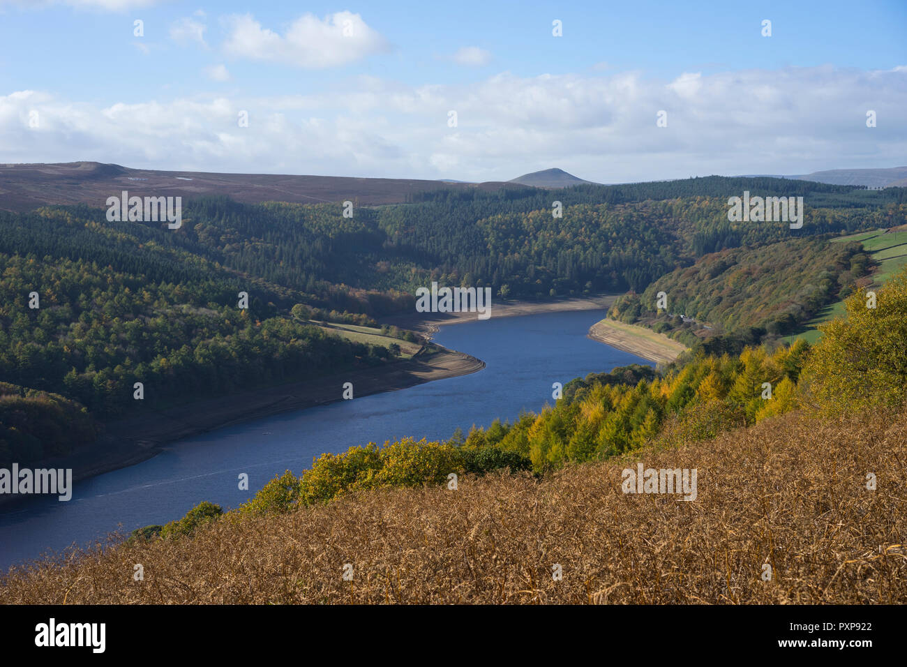 Ladybower Reservoir, Bamford, Peak District, Derbyshire, Angleterre, Royaume-Uni. Banque D'Images