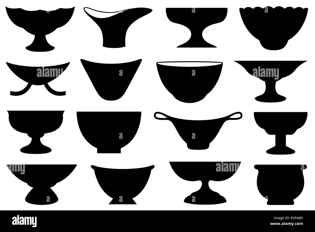 Ensemble de bols différents isolated on white Banque D'Images