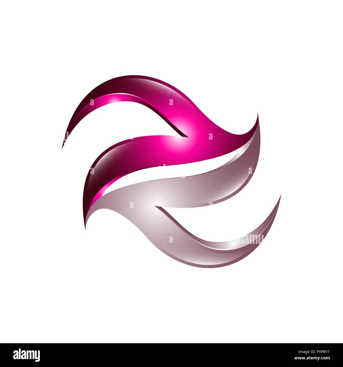 3 dimensions créatives abstract vector logo design avec effet brillant. Cet objet ressemblent à des flammes et de la lettre de z mettre sur fond blanc Illustration de Vecteur