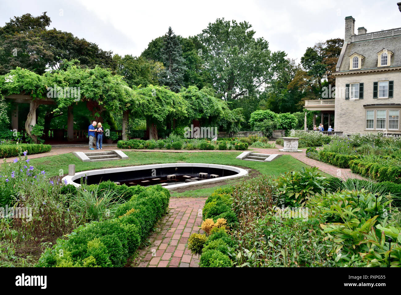 Jardin où toute première motion couleur photos ont été prises à la George Eastman House en 1928 Banque D'Images