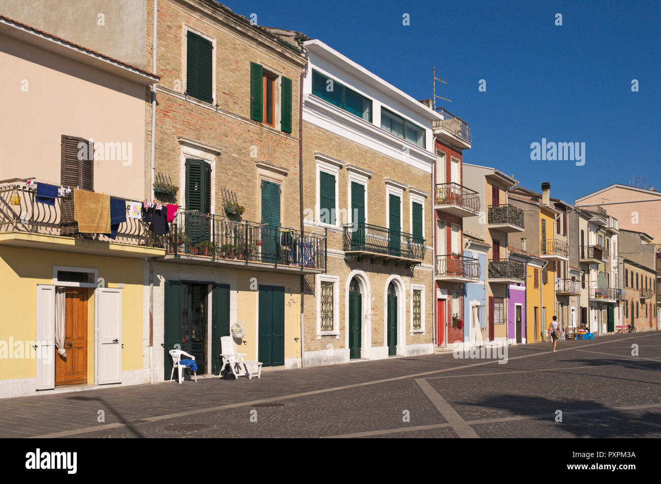 Maisons à Porto Recanati, Marches, Italie Banque D'Images