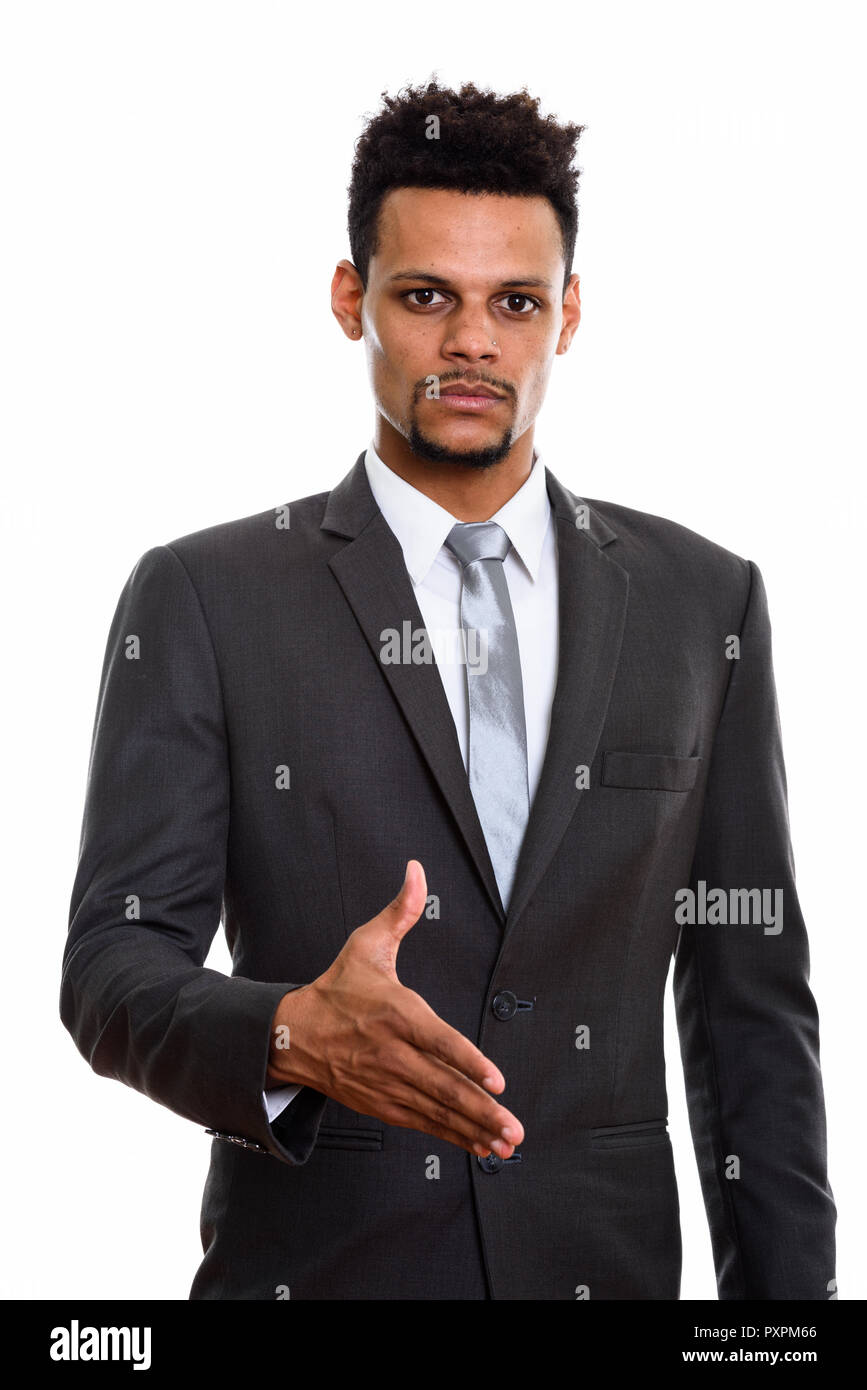 Studio shot of young African businessman giving handshake Banque D'Images