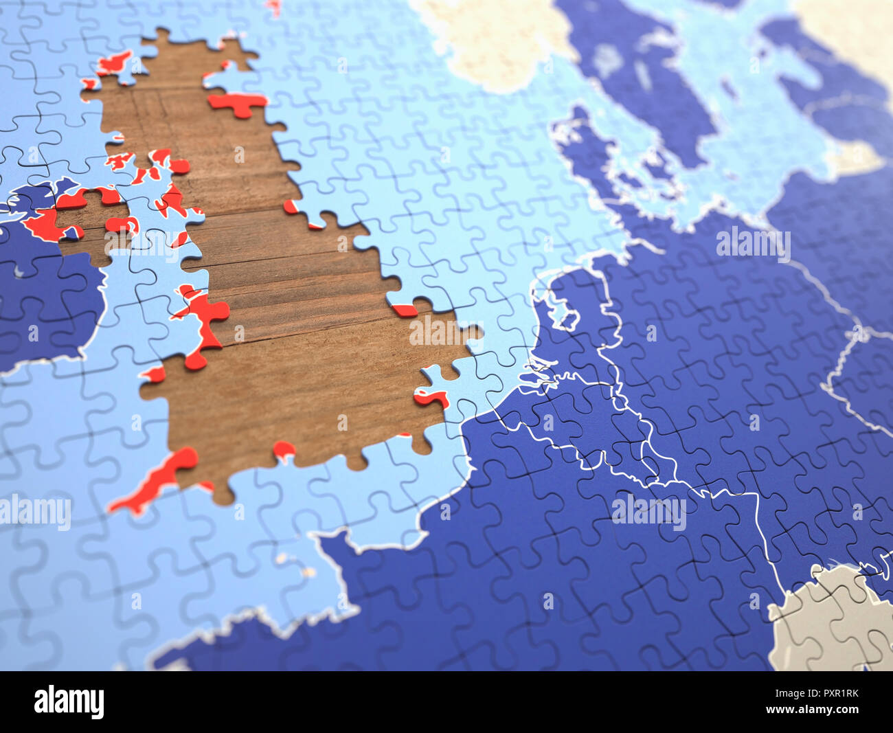 Puzzle avec des pièces manquantes du Royaume-Uni. Concept de l'UK de quitter l'Union européenne. Banque D'Images