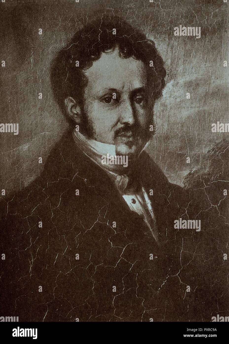 RETRATO DE DON PEDRO DE ALCANTARA TELLEZ GIRON Y PIMENTEL - PRINCIPE DE ANGLONA - SIGLO XIX - LITOGRAFIA. Auteur : Federico de Madrazo,. Emplacement : MUSEO ROMANTICO-gravure. MADRID. L'ESPAGNE. Banque D'Images