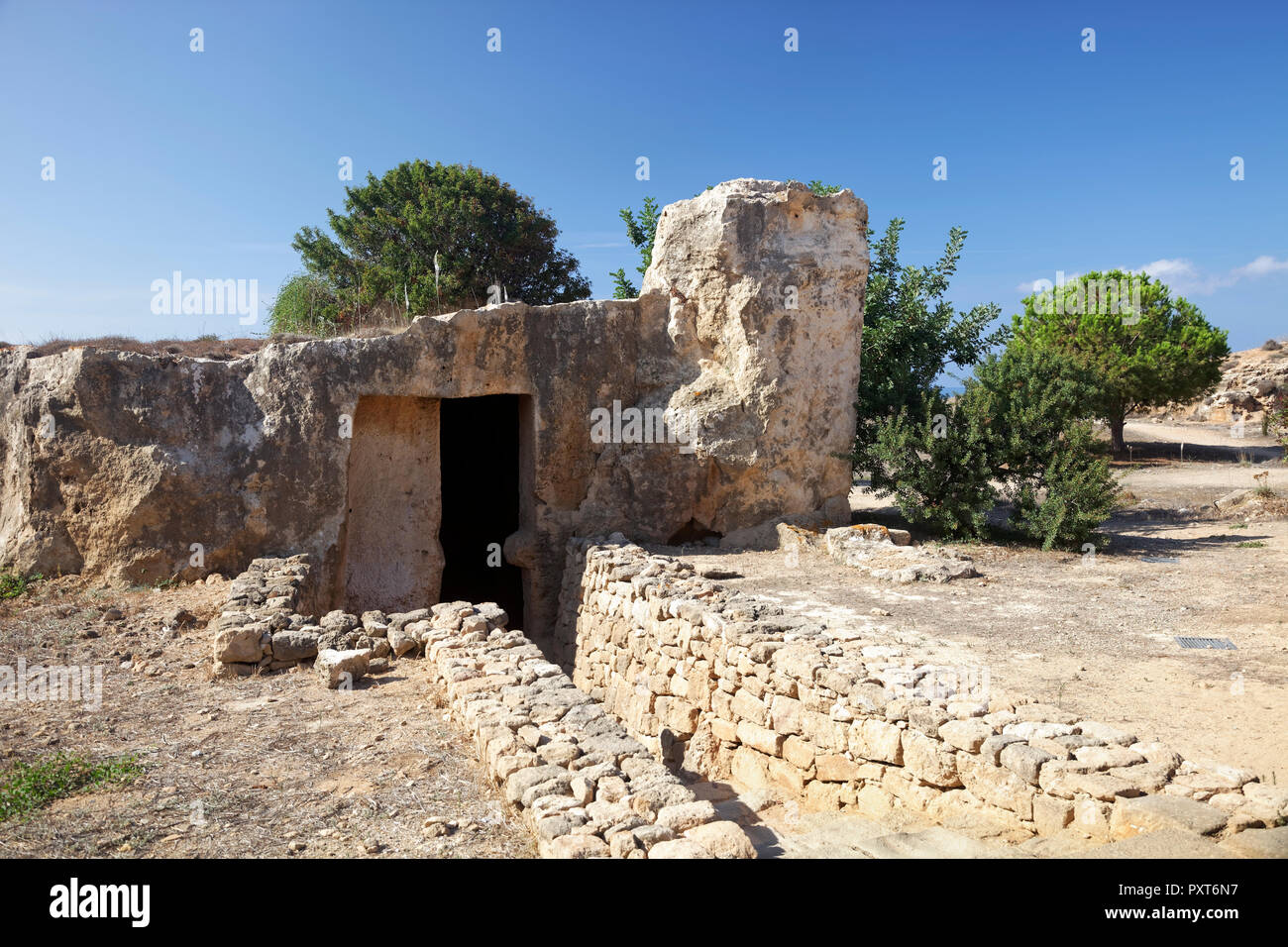 Site de fouilles archéologiques, des tombes royales de Nea Paphos, nécropole de l'antiquité romaine, République de Chypre, Chypre Banque D'Images