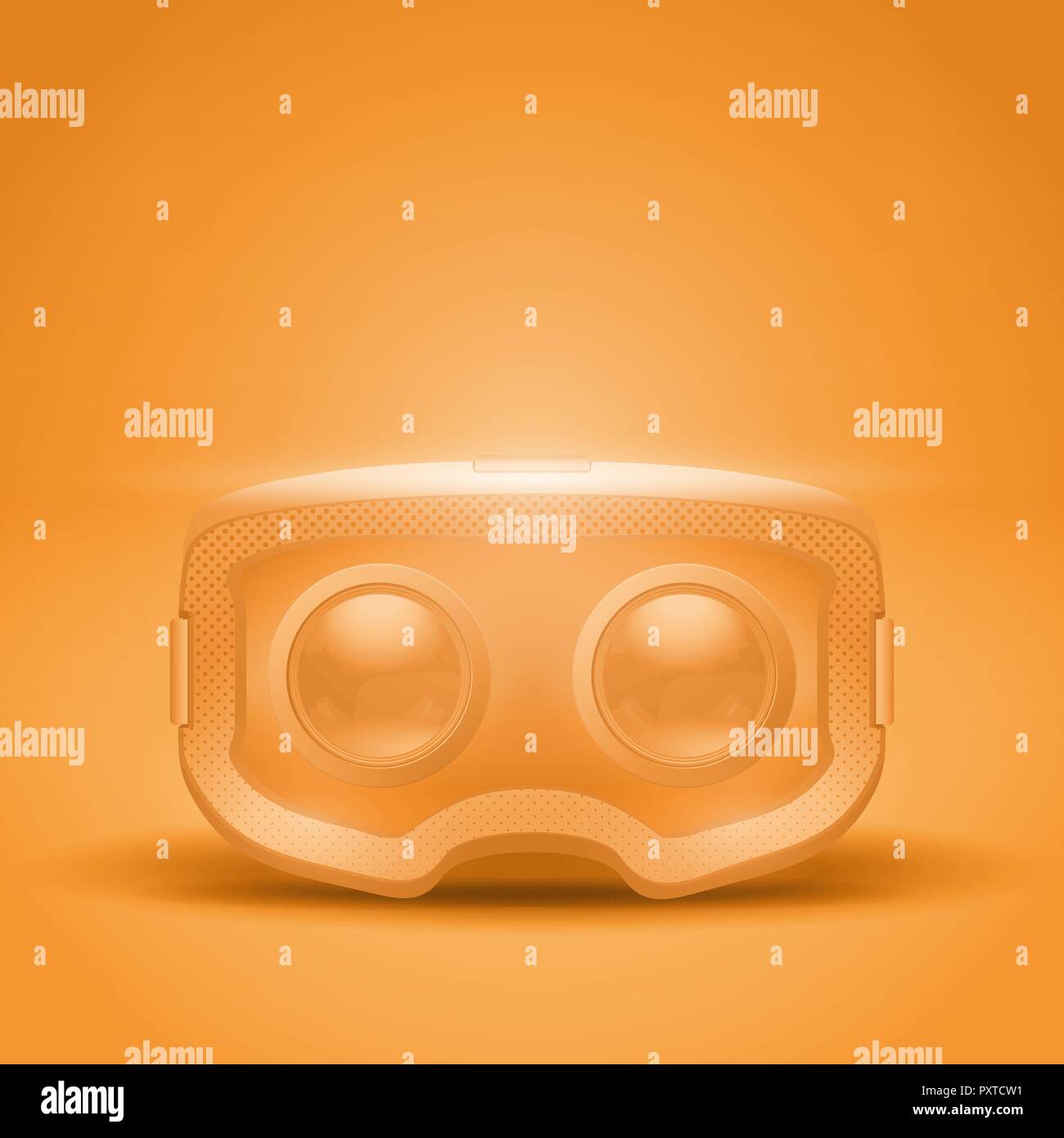 3d Stéréoscopique Original casque vr présentation. Vue de l'intérieur sur fond orange. Vector illustration Illustration de Vecteur