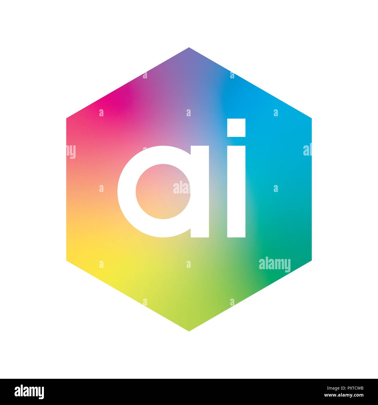 Lettre AI logo en forme hexagonale et fond coloré, combinaison de lettres pour l'entreprise de conception de logo et identité d'entreprise. Illustration de Vecteur