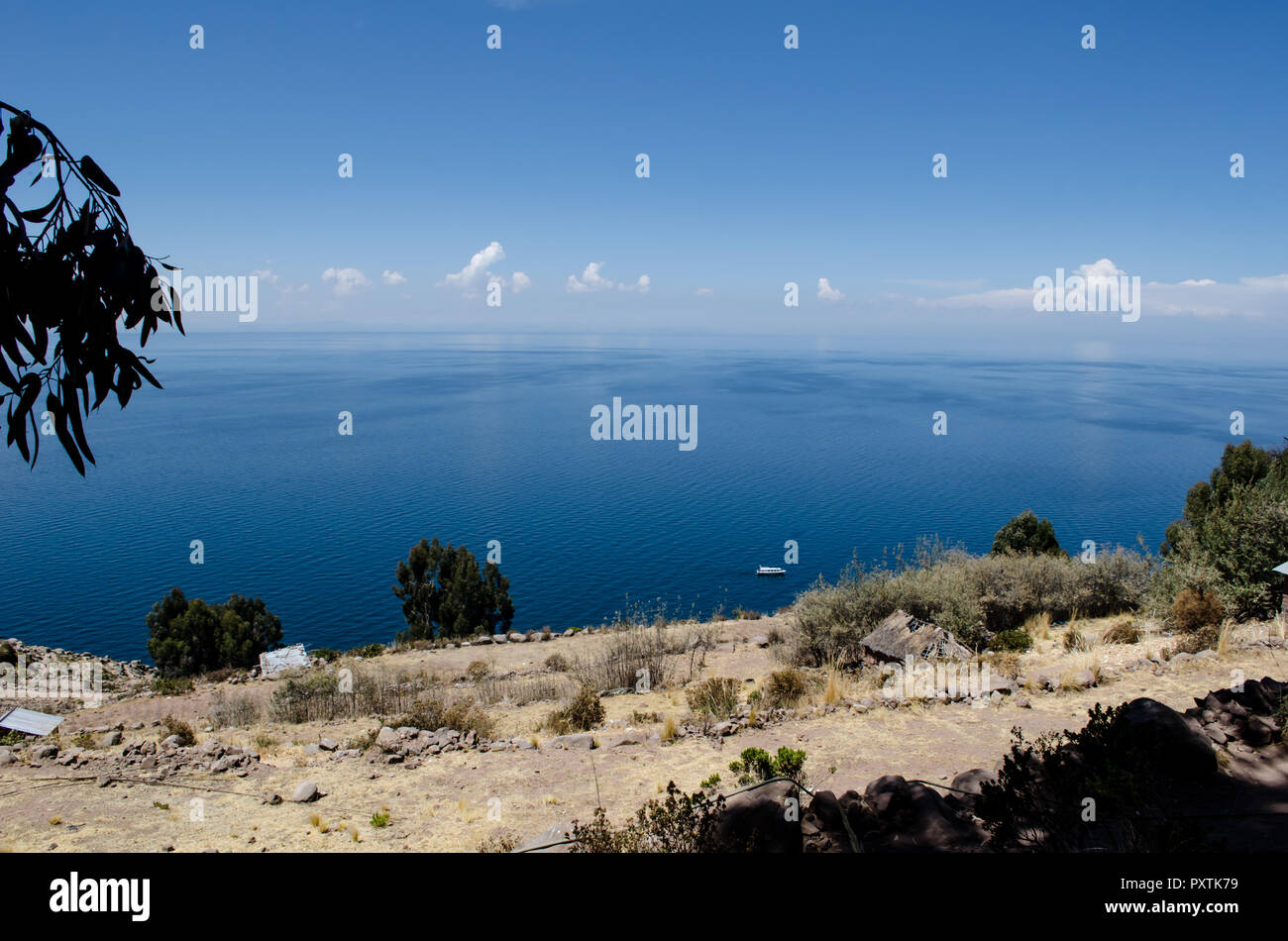 Lac Titicaca vu de l'île de Taquile au Pérou Banque D'Images