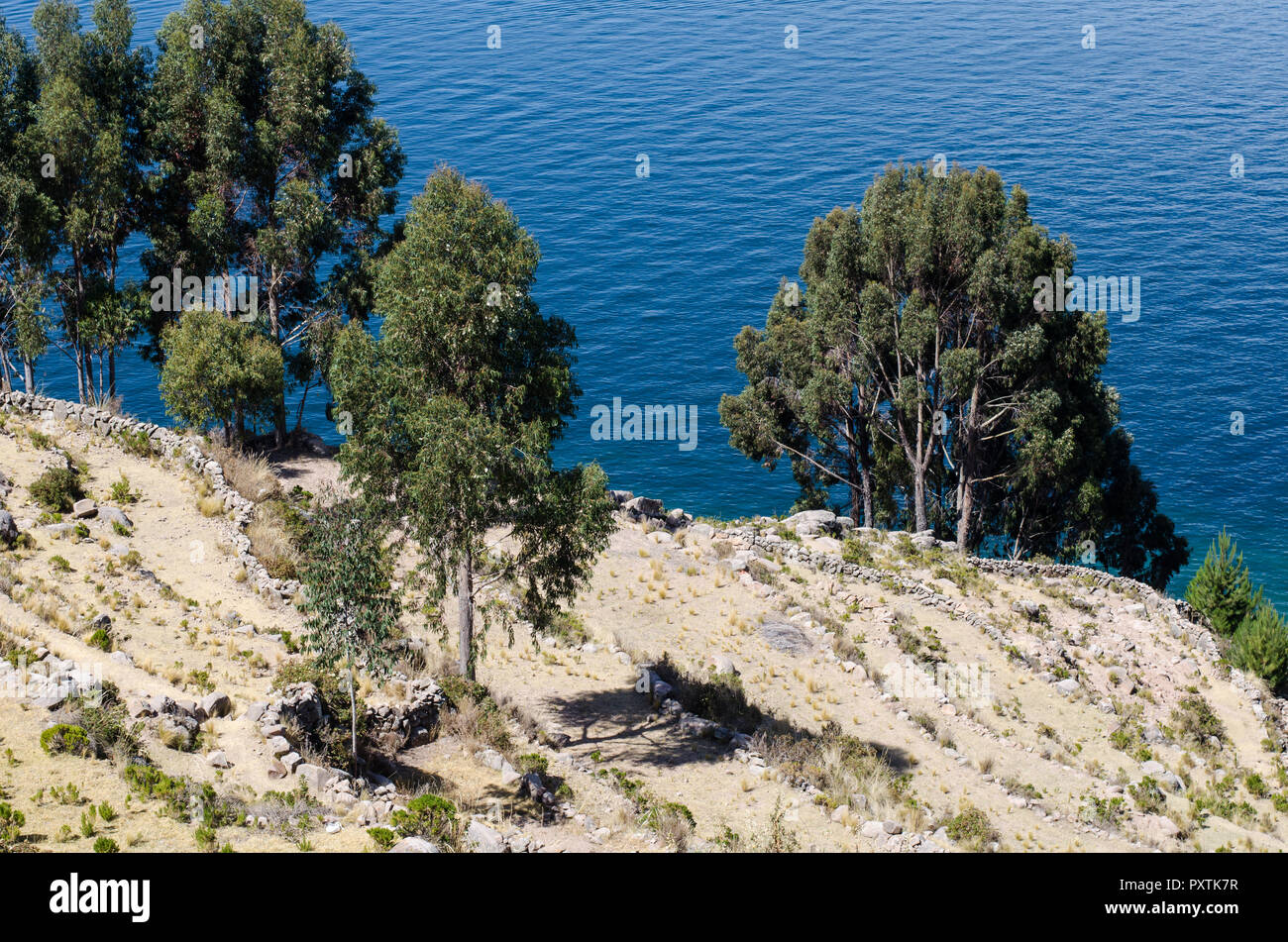 Lac Titicaca vu de l'île de Taquile au Pérou Banque D'Images