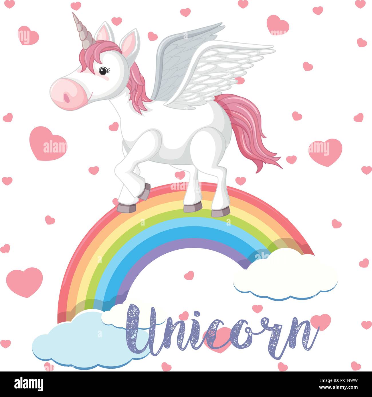 Avec Unicorn arc-en-ciel les ailes de l'illustration Illustration de Vecteur