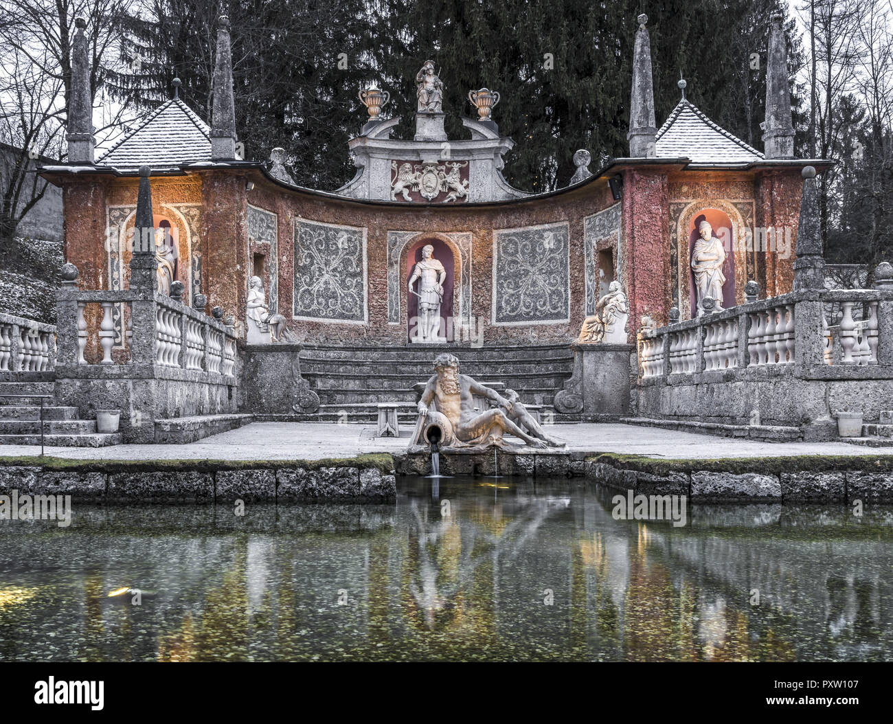 Fontaines Schloss Palais Hellbrunn, Salzbourg Banque D'Images