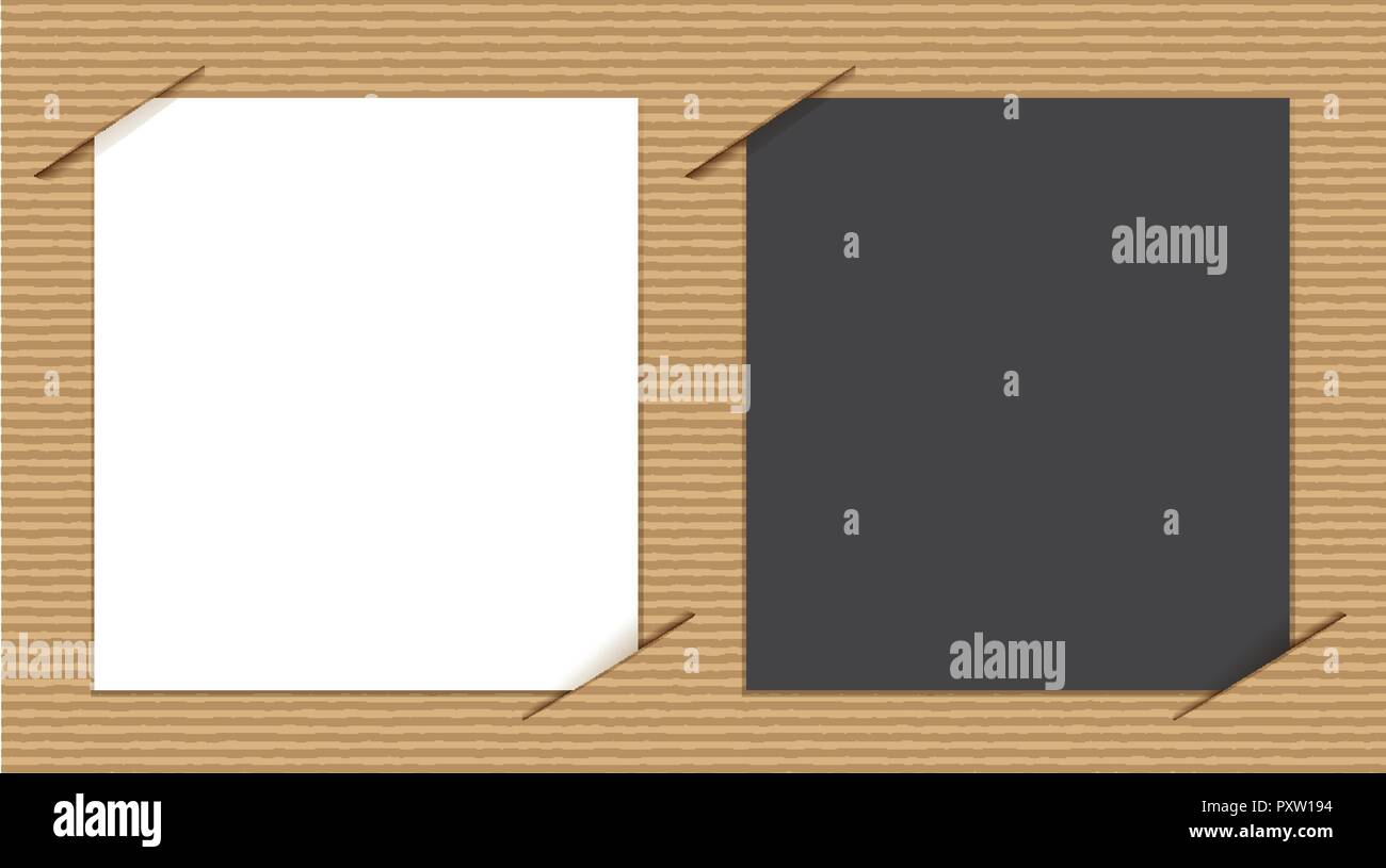 Documents en noir et blanc sur fond de carton illustration Illustration de Vecteur