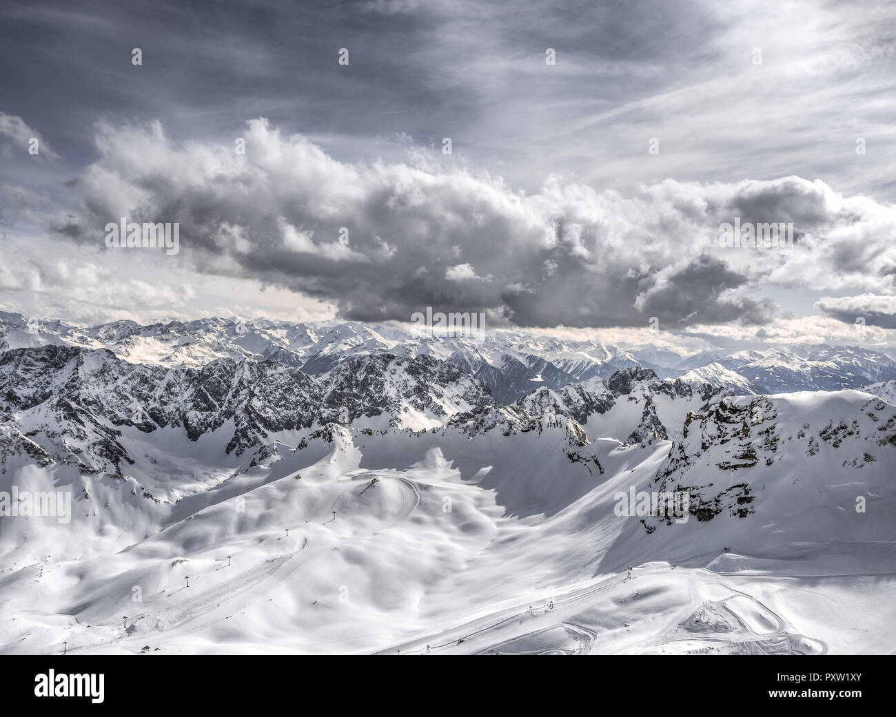 Vue depuis le mont Zugspitze, l'Allemagne, la Bavière Banque D'Images