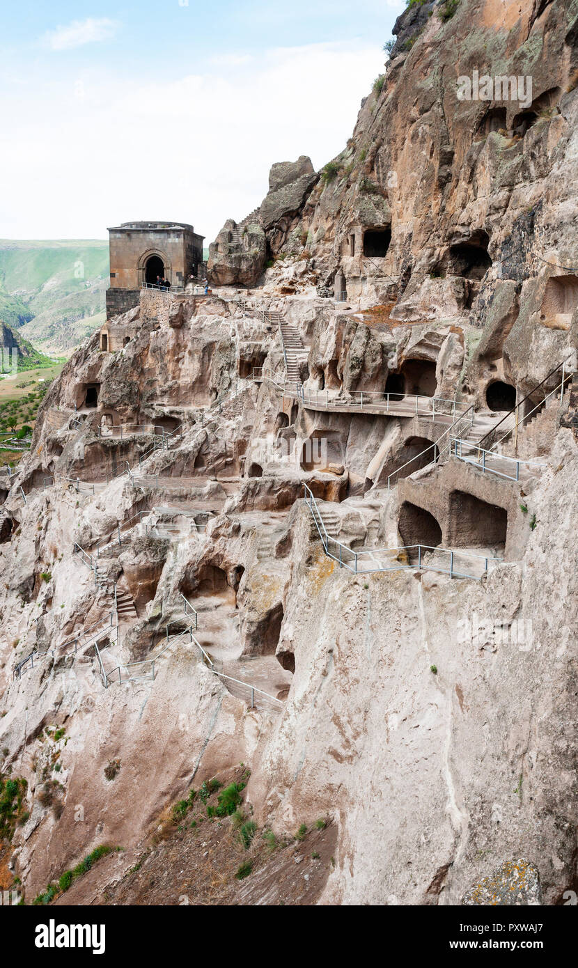La Géorgie, Samtskhe-Javakheti, cité troglodytique Vardzia Banque D'Images