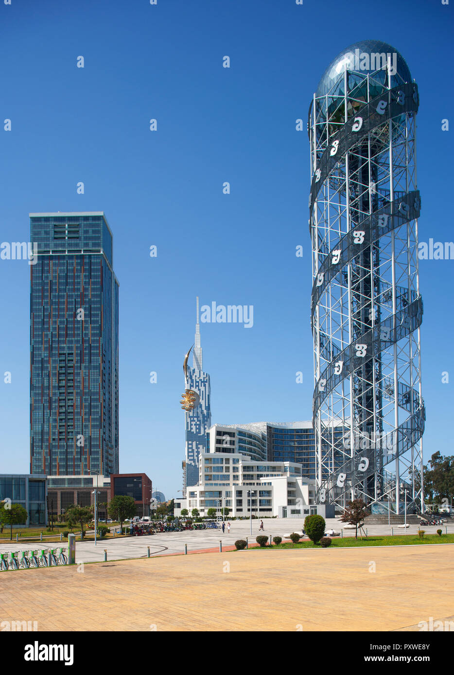 La Géorgie, l'Adjarie, Batumi, Miracle Park avec 2002 Tower Banque D'Images
