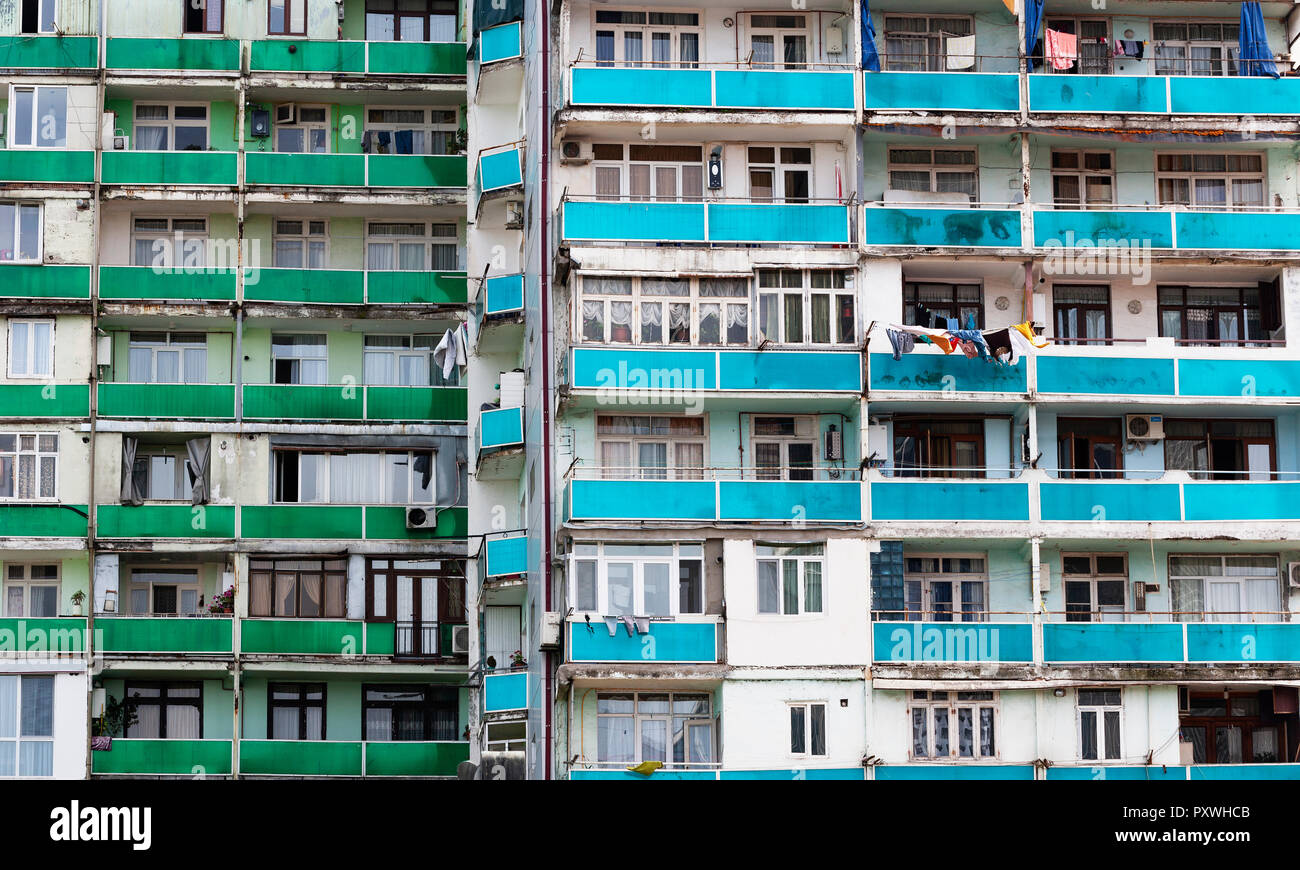 La Géorgie, l'Adjarie, Batumi, Old apartment building, Close up Banque D'Images
