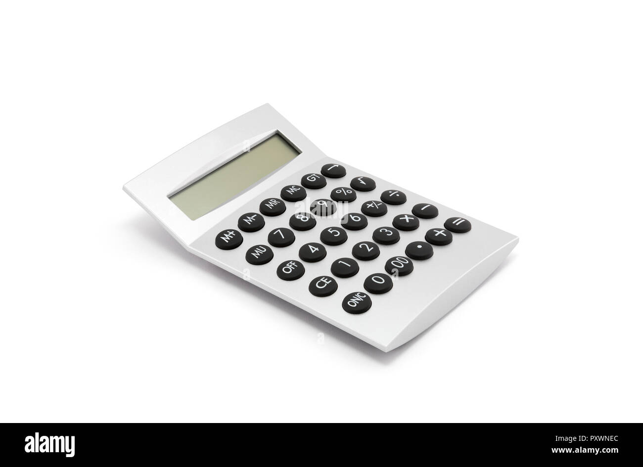 Calculatrice d'argent sur fond blanc avec clipping path Banque D'Images