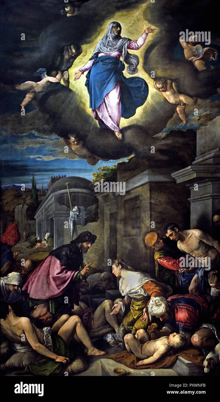 Saint Roch Visite le Plague-Stricken 1575 par Jacopo Bassano Jacopo Da Ponte (1510-1592) l'Italie, l'italien Banque D'Images