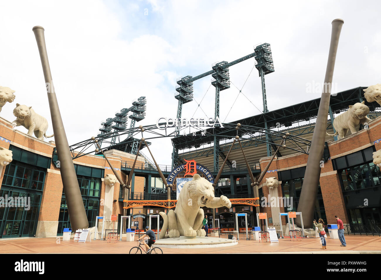 Comerica Park, le stade des Tigers de Detroit, l'équipe de la Ligue Majeure de Baseball au centre-ville de Detroit, dans le Michigan, USA Banque D'Images