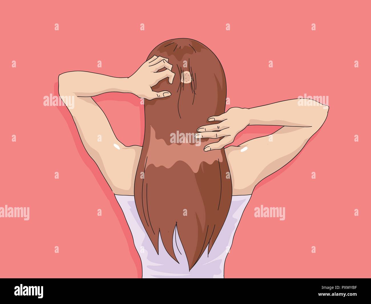 Vector cartoon - la perte de cheveux, jeune homme et femme de sérieux problème de perte de cheveux pour la perte de cheveux concept illustration vectorielle. 012 Illustration de Vecteur