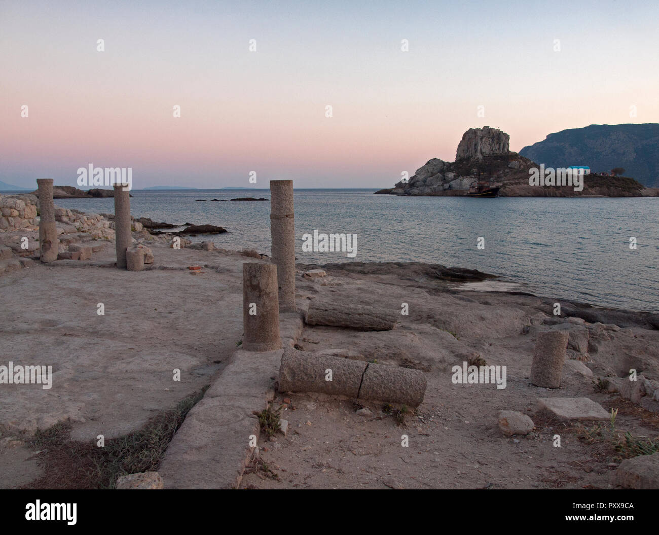 Les vestiges du temple de Déméter sur la plage de Kefalos, Kos Banque D'Images