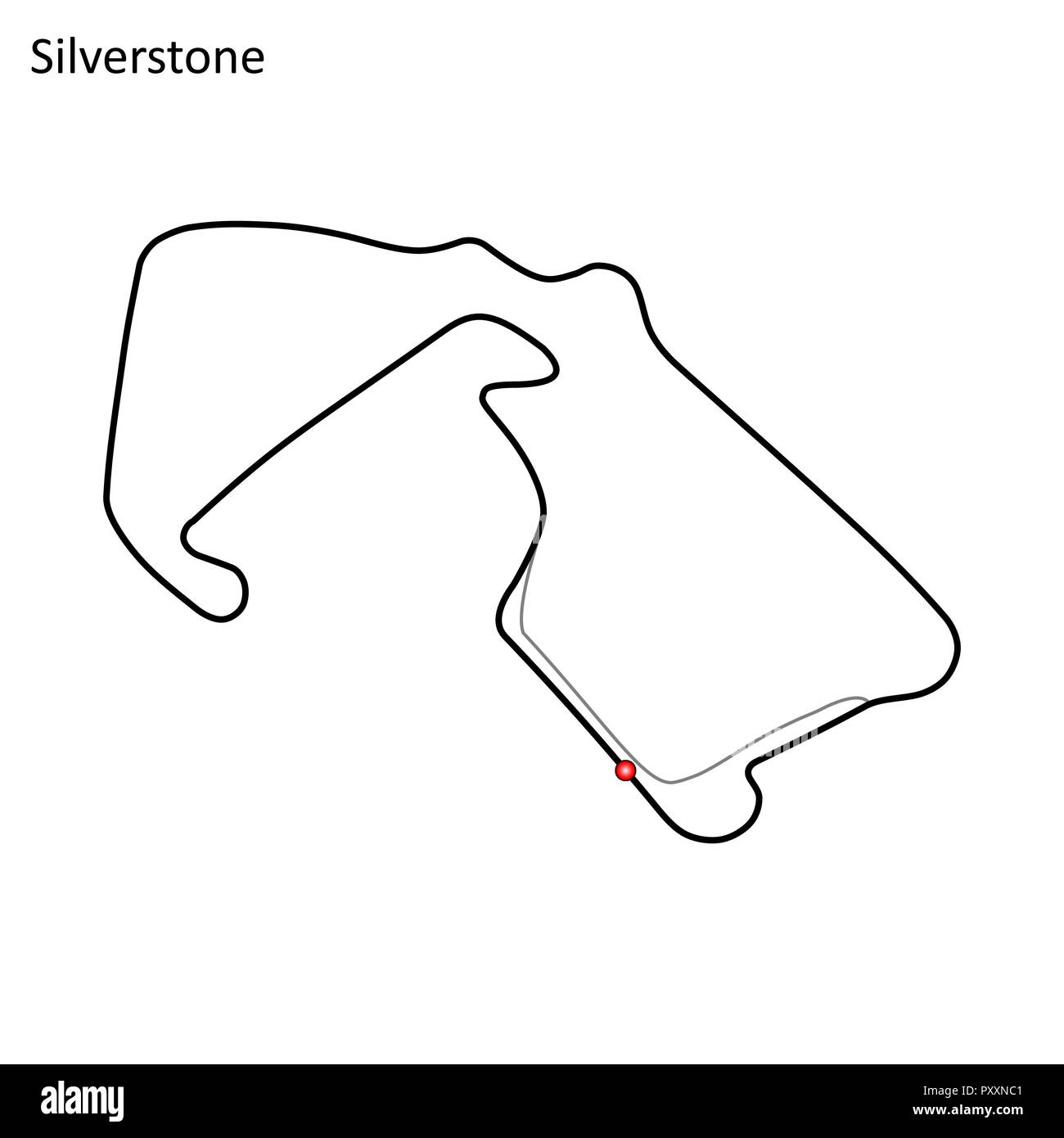 Grand Prix de Silverstone circuit de piste de course. pour le sport automobile et d'autosport. Vector illustration. Illustration de Vecteur
